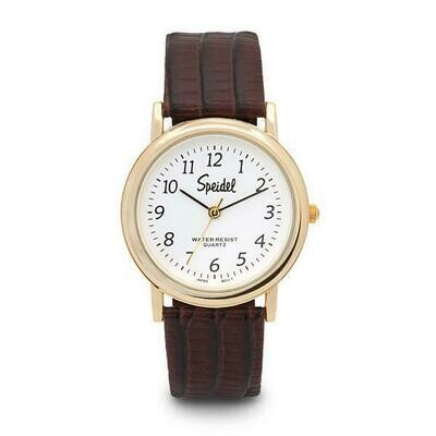 Speidel 60-3317-10 Gent's Watch with Gold Bezel and Brown Leather Band (Clearance)