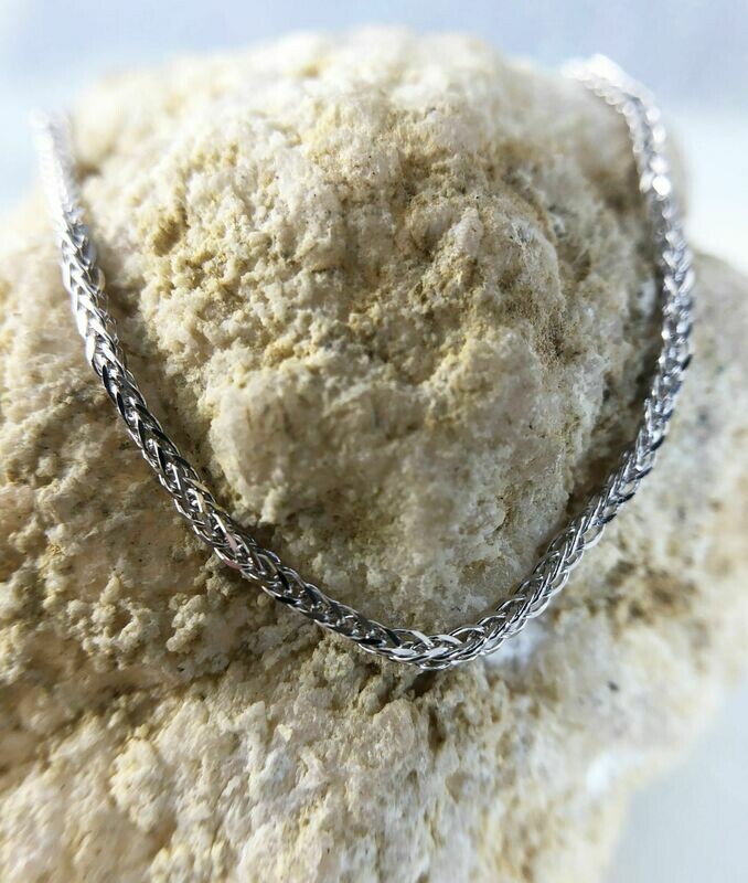 CG WWT-030W  14k White Gold Flexible Wheat Chain