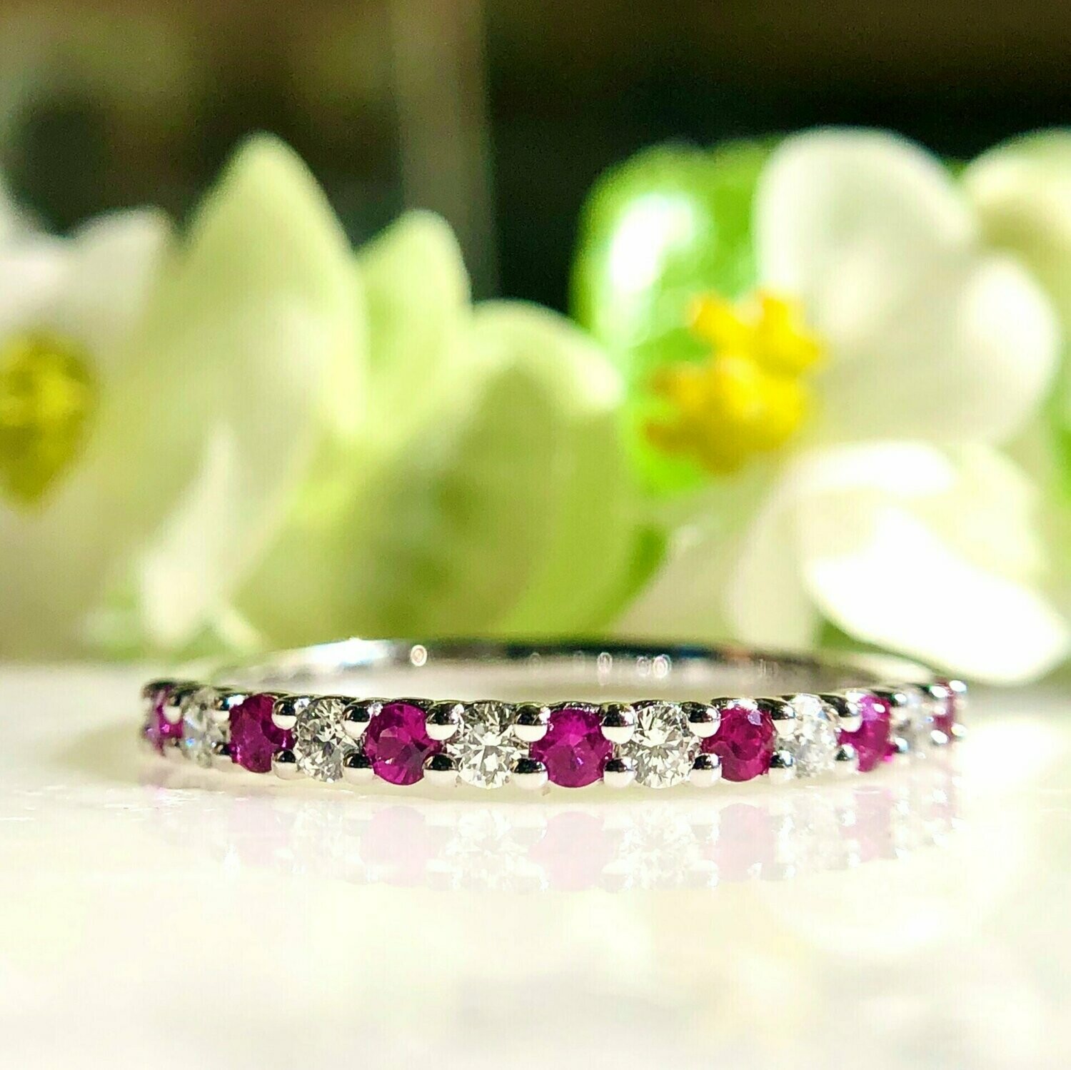 24994824  14k White Gold Ruby & Diamond Band
