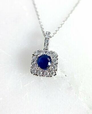 Wilkerson B340606 14k White Gold Sapphire & Diamond Necklace (Clearance)