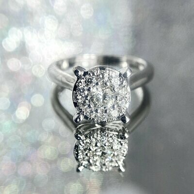 Grandeur R3629 14k White Gold Diamond Cluster Engagement Ring (Clearance)