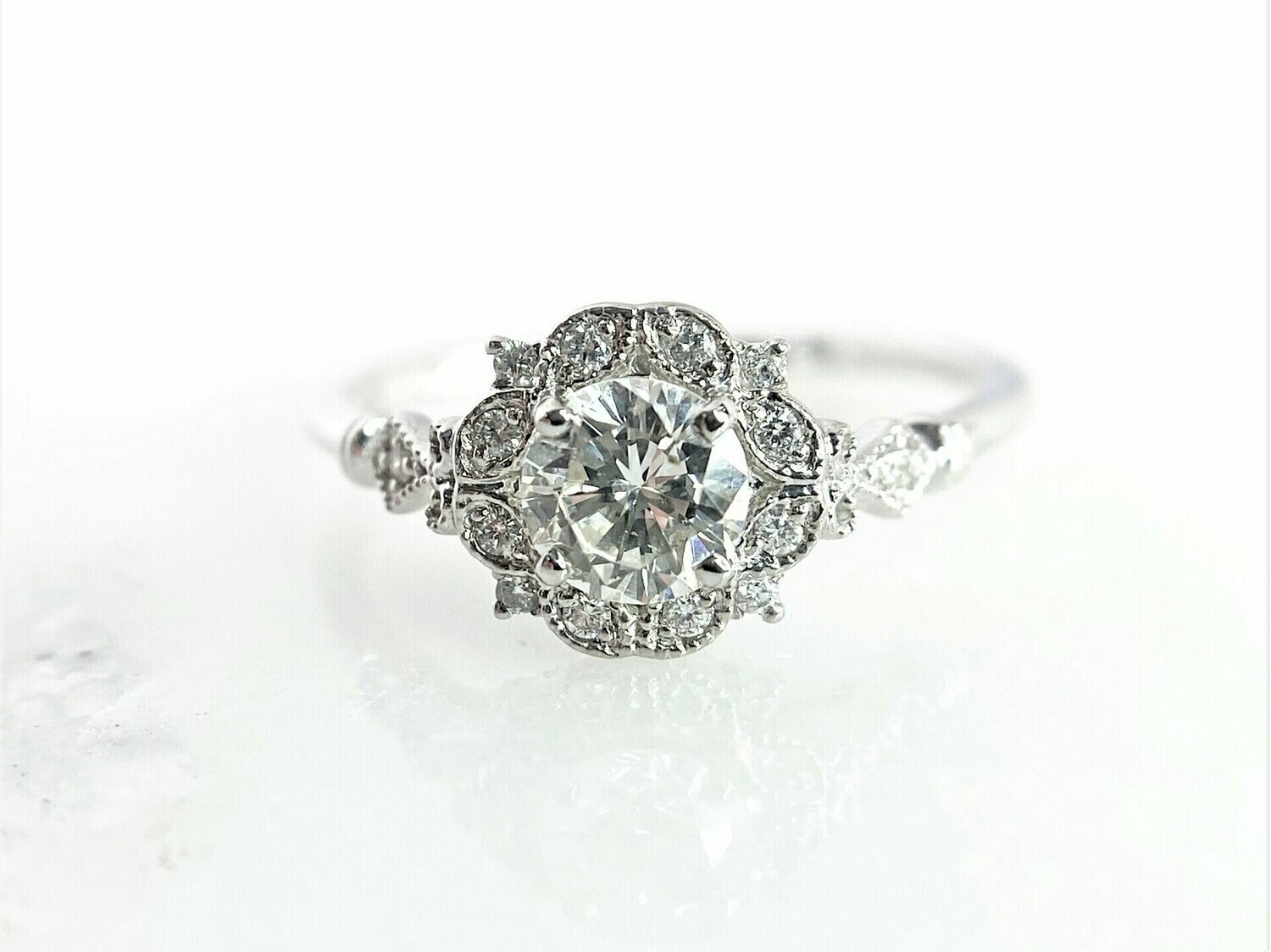 Rego 17619-01 14k White Gold .08cttw Diamond Engagement Ring Mounting (Center Diamond Not Included)