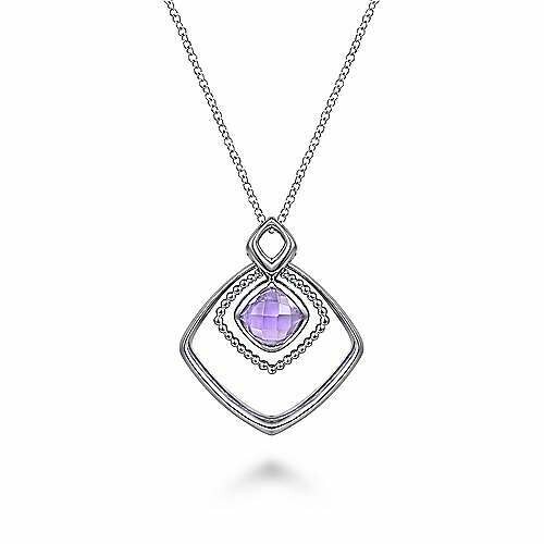 Gabriel NK3997SVJPA  Gabriel Sterling Silver Pink Amethyst Drop Necklace