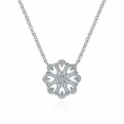 Gabriel NK4334SVJWS   Sterling Silver White Sapphire Necklace