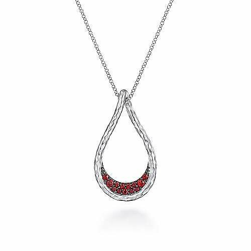Gabriel NK5643SVJGN  Sterling Silver Garnet Necklace
