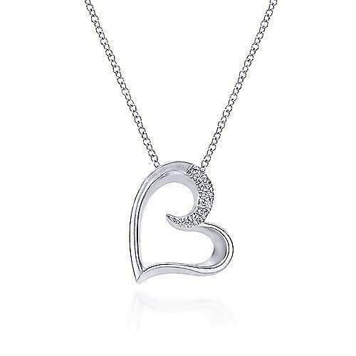 Gabriel NK4001SVJWS Sterling Silver White Sapphire Heart Necklace