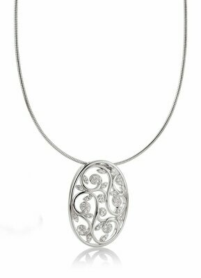 Breuning 32/03268-0 Sterling Silver Pendant with White Sapphires (Chain not Included) (CLEARANCE)
