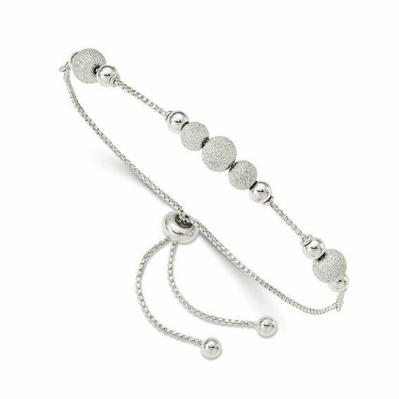 QG4772  Sterling Silver Diamond Cut Adjustable Bracelet