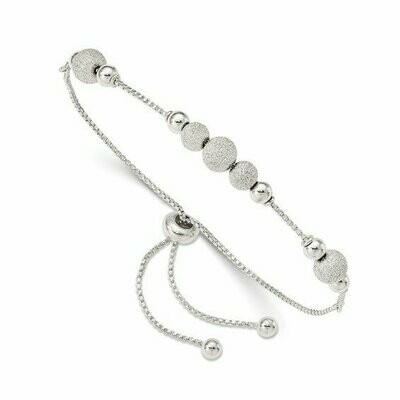 QG4772 Sterling Silver Diamond Cut Adjustable Bracelet