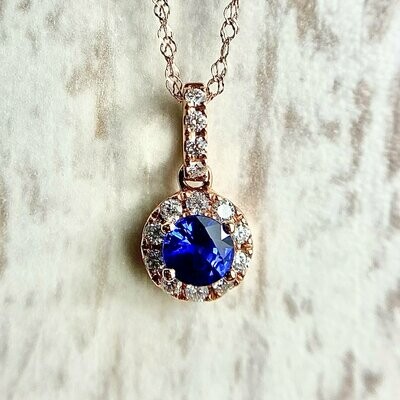 23655681 14k Rose Gold Sapphire & Diamond Necklace (Clearance)