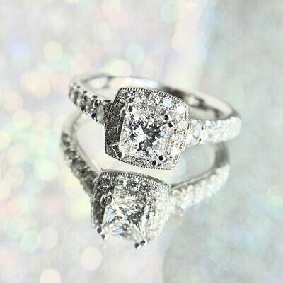 Gabriel ER12598S3W44JJ 14k White Gold 1.40ctw Princess Cut Diamond Engagement Ring (Sale Priced!!)