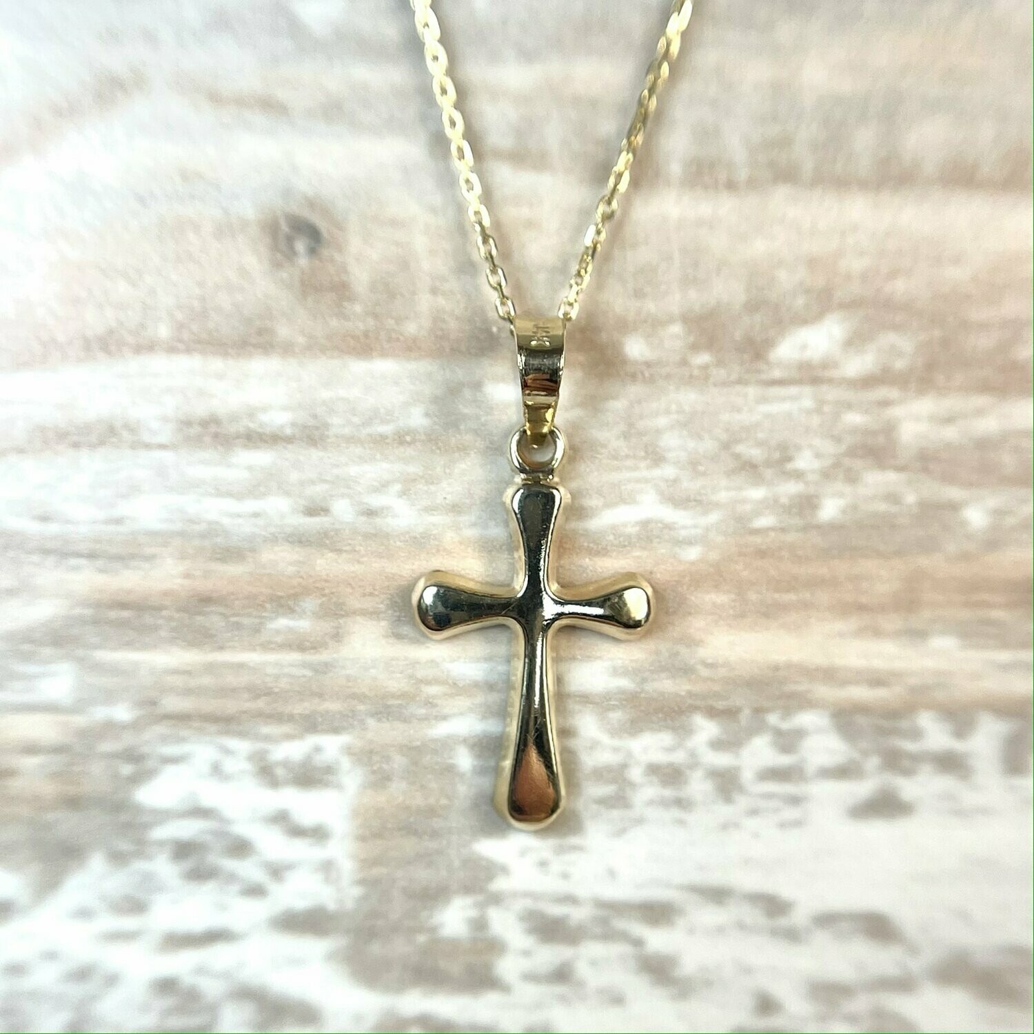 XR1558  14k Yellow Gold Plain Cross Necklace