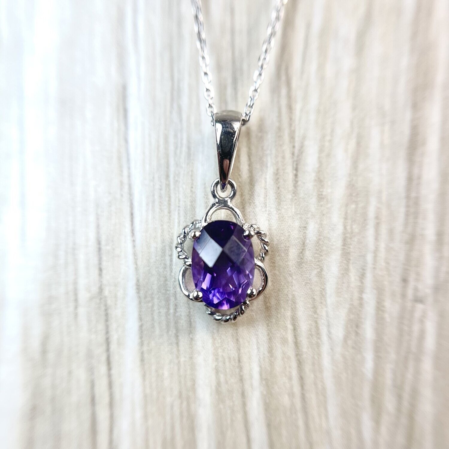 Y340297PWAM  14k White Gold Amethyst Necklace