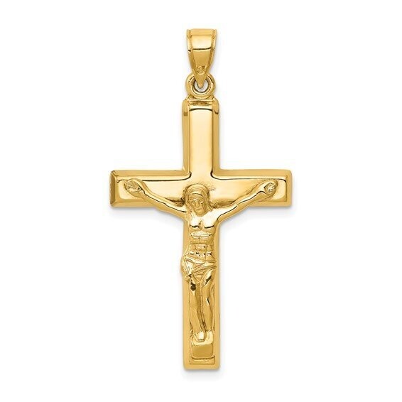 C3677  14k Yellow Gold Hollow Crucifix Pendant