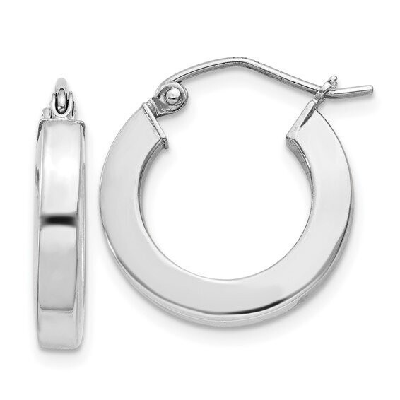 QE4513 Sterling Silver  Square Tube Hoop Earrings