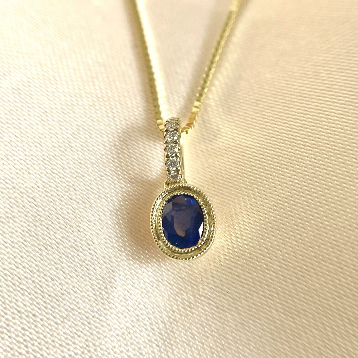 23968621  14k Yellow Gold Sapphire & Diamond Necklace - ON SALE!!!