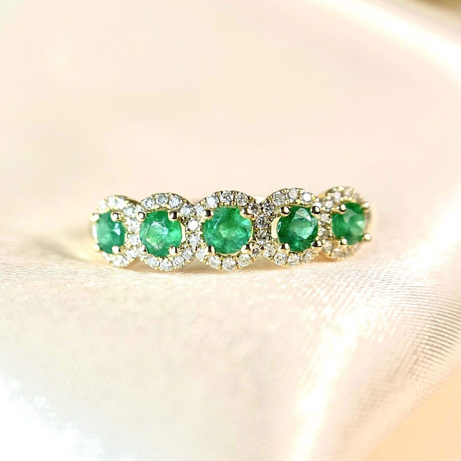 25490277  14k Yellow Gold Emerald & Diamond Ring