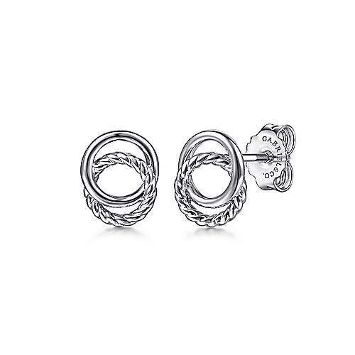 Gabriel  EG14017SVJJJ Sterling Silver Twisted Rope Double Circle Stud Earrings