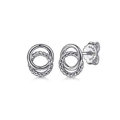 Gabriel EG14017SVJJJ Sterling Silver Twisted Rope Double Circle Stud Earrings