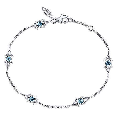 Gabriel TB4357SVJBT Sterling Silver Swiss Blue Topaz Station Bracelet