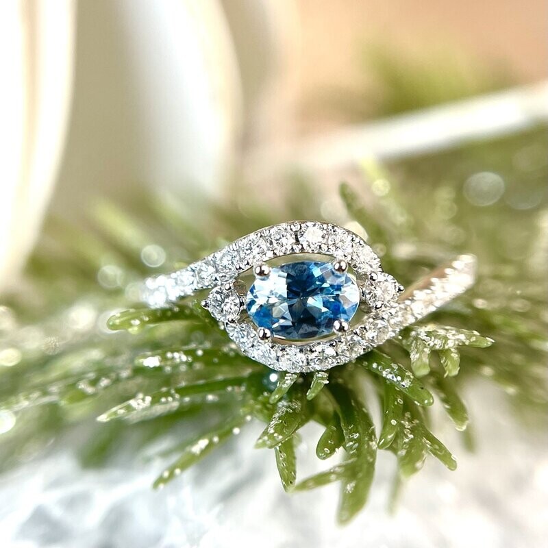 24009128  14k White Gold Aquamarine and Diamond Ring - ON SALE!!!