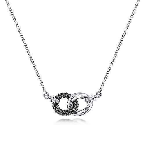 Gabriel NK5651SVJBS Sterling Silver and Black Spinel Interlocking Links Necklace