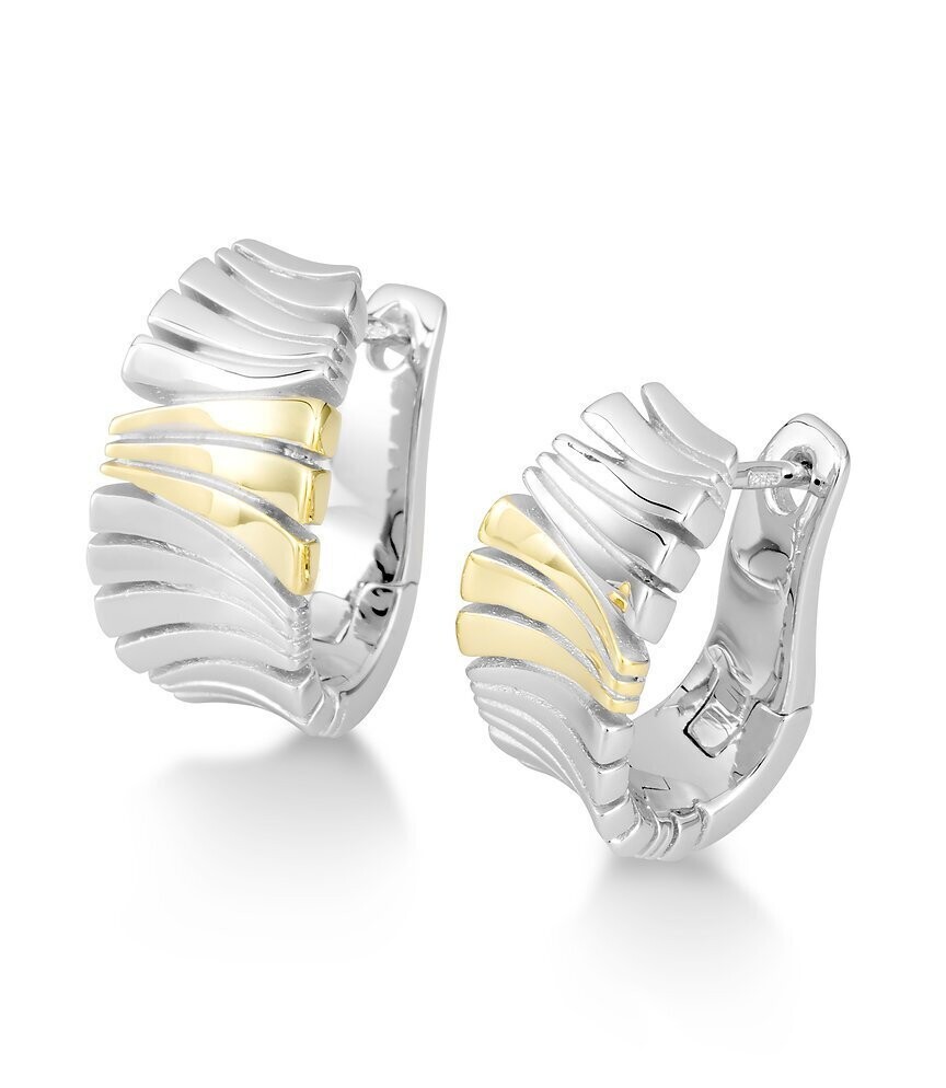 Breuning 06 61050 6F Sterling Silver Yellow Gold Plated Huggie Earrings