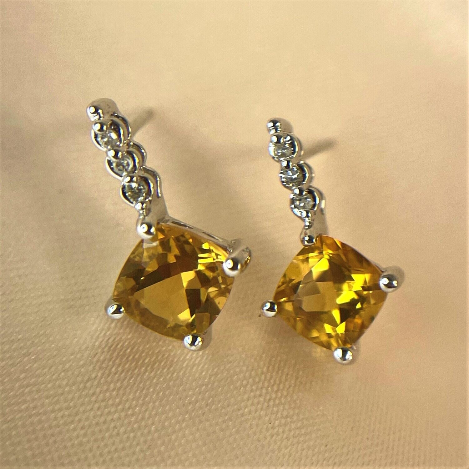 Wilkerson B378844  14k White Gold Citrine & Diamond Earrings