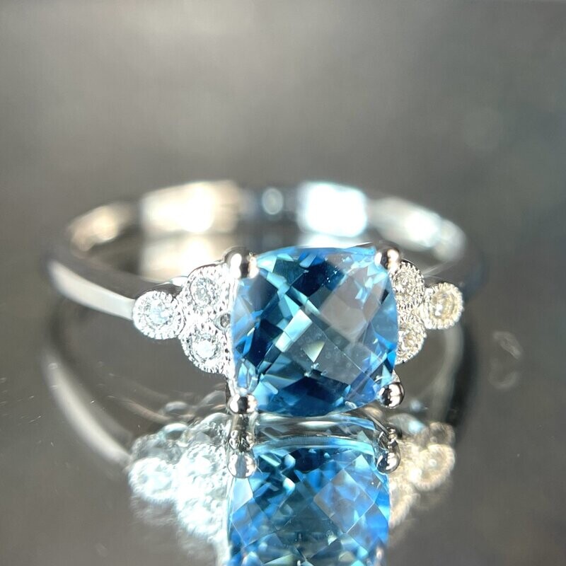 YCH  Y371156RWTP  14k White Gold Blue Topaz & Diamond Ring (Clearance Priced)