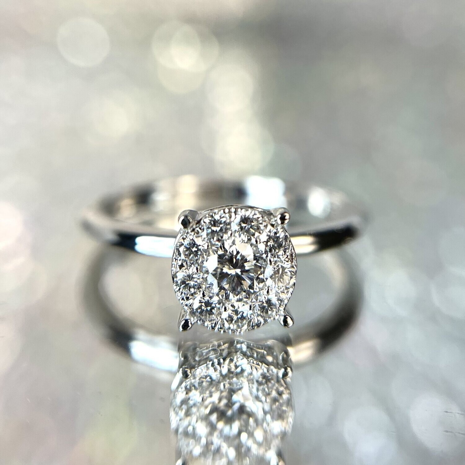 24166969  14k White Gold .38cttw Diamond Halo/Cluster Ring