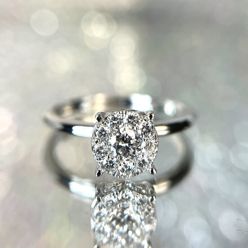 24166969  14k White Gold .38cttw Diamond Halo/Cluster Ring (Clearance Priced)