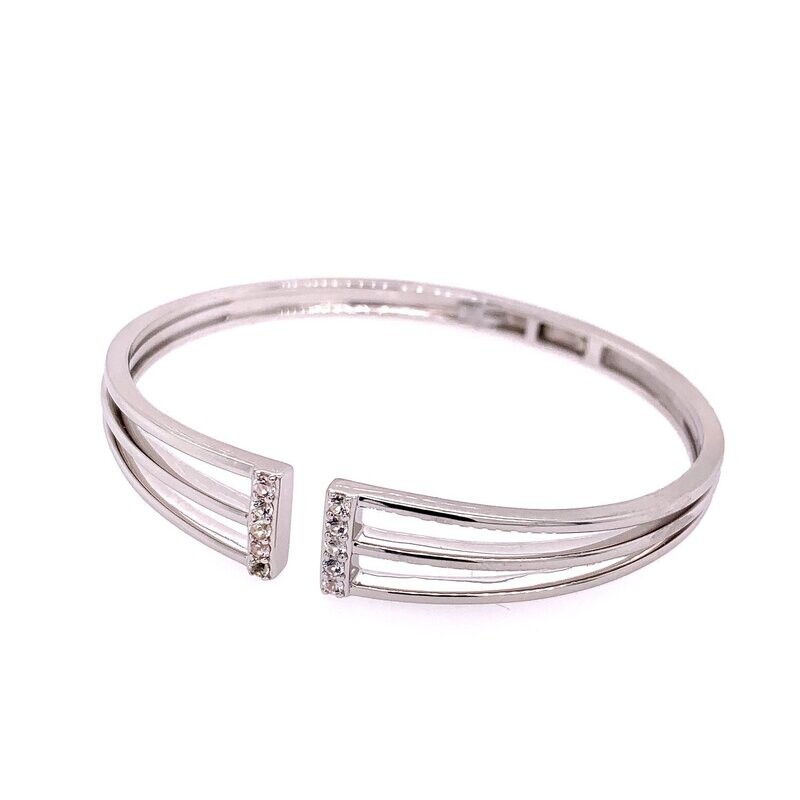 Breuning 52/00347 Sterling Silver Hinged Bracelet with White Sapphires Breuning 52/00347 Sterling Silver Hinged Bracelet with White Sapphires