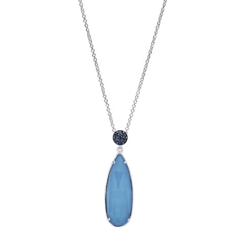 Gabriel NK4785SVJMC Silver Byblos Fashion Necklace with Turquoise, Rock Crystal & Sapphires