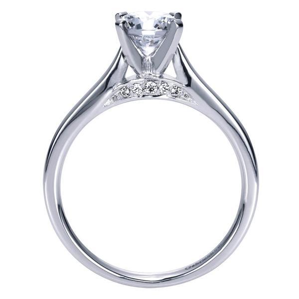 Gabriel ER8012W44JJ 14k White Gold .04cttw Contemporary Solitaire Engagement Mounting (without center diamond)