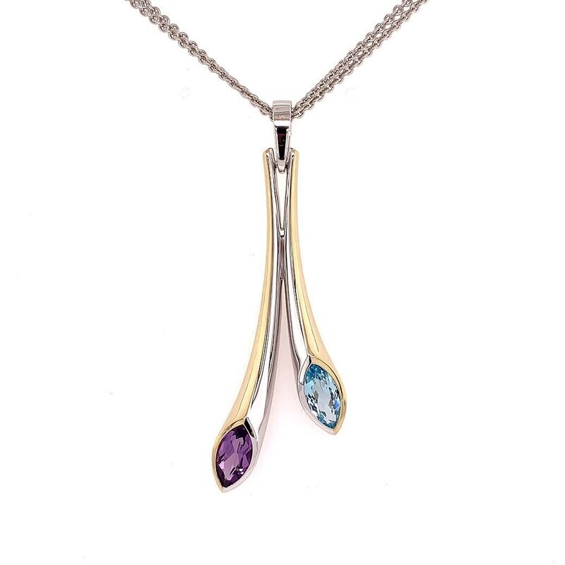 Breuning 32/03315-6F SS/YGP Amethyst and Blue Topaz pendant (chain not included) Breuning 32/03315-6F SS/YGP Amethyst and Blue Topaz pendant (chain not included)