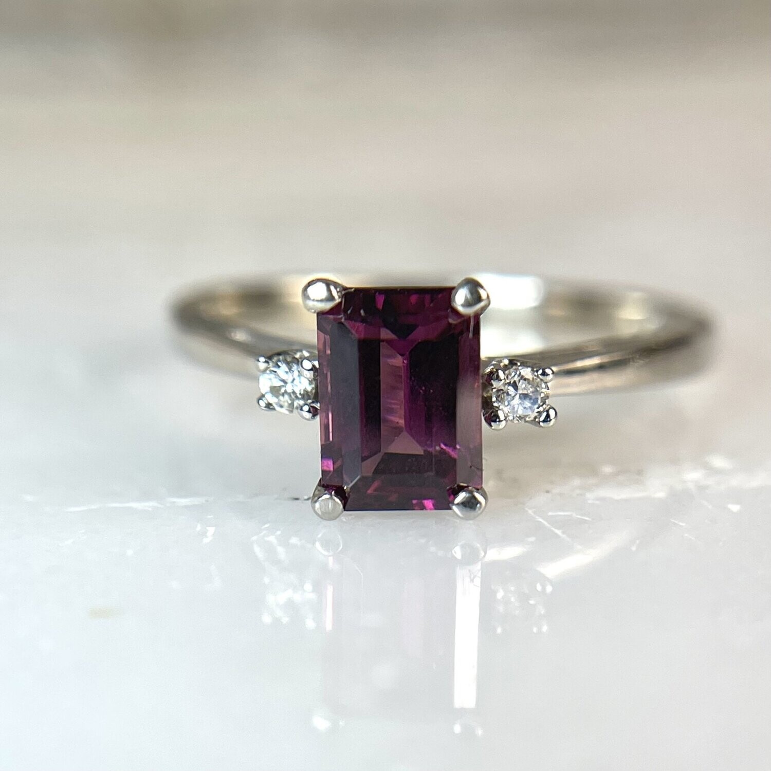 Grandeur R3730 14k White Gold Rhodalite Garnet & Diamond Ring