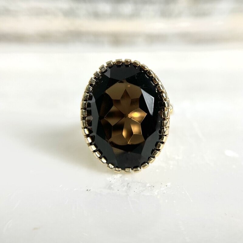 EST090  Estate 10k Yellow Gold Smoky Quartz Ring (Sale Priced)
