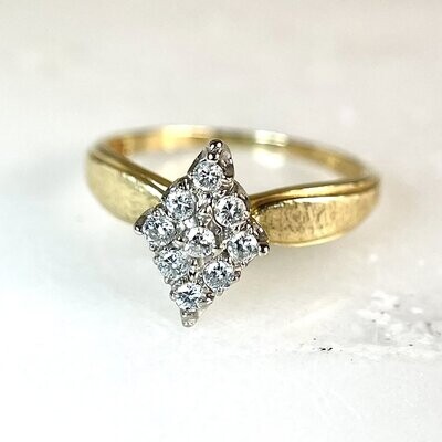 EST119 Estate 14k Yellow Gold Cluster Diamond Marquise-Style Ring