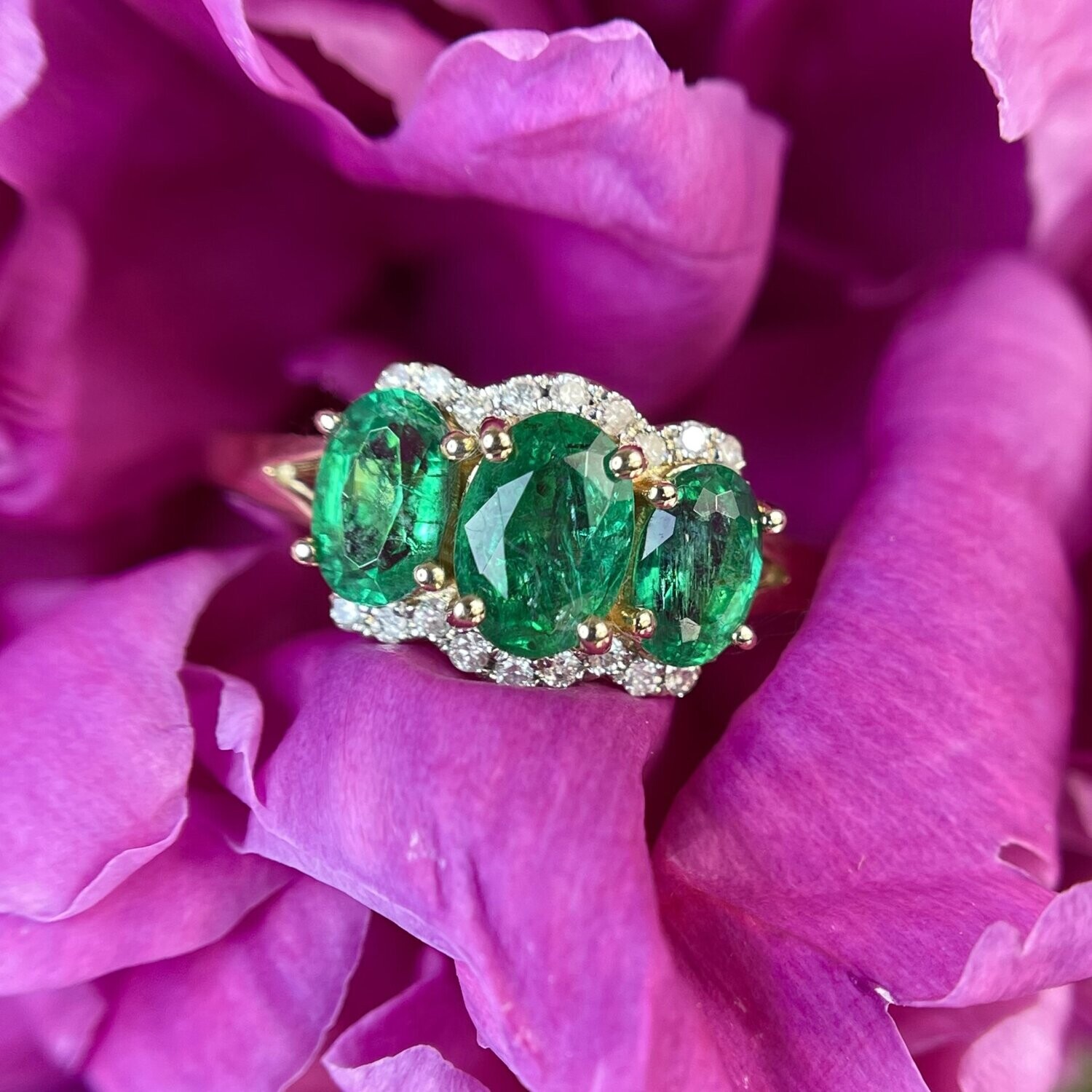 24207367  14k Yellow Gold Emerald & Diamond Ring