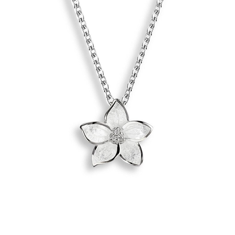 Nicole Barr NN0211YA White Stephanotis Necklace. Sterling Silver-White Sapphire