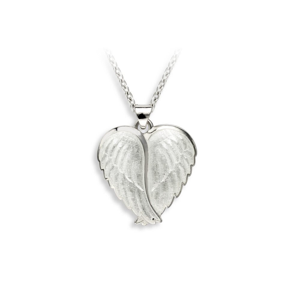 Nicole Barr NN0433A White Angel Wings Necklace. Sterling Silver.