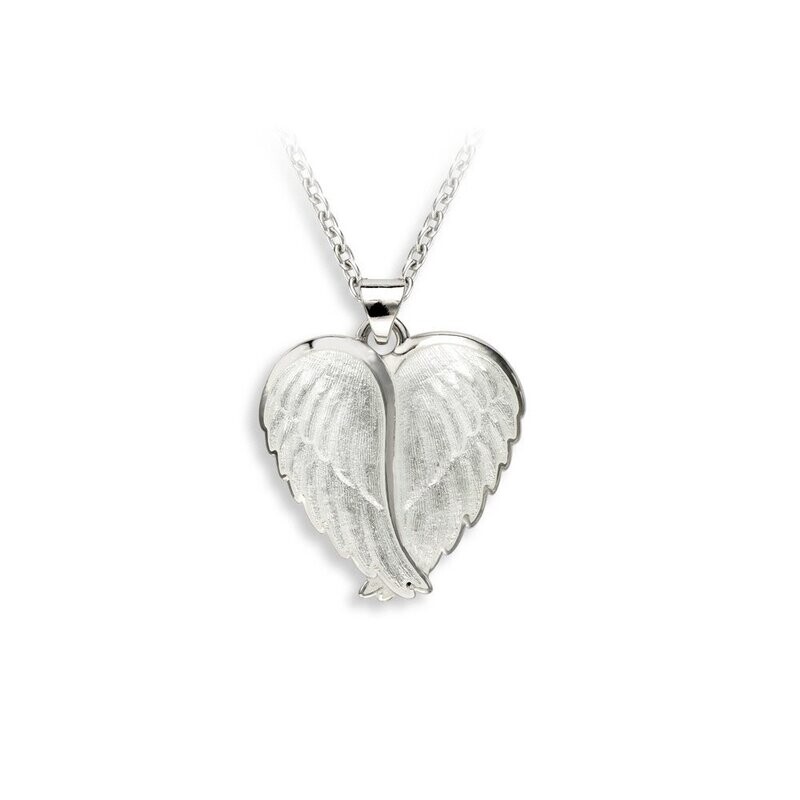 Nicole Barr NN0433A White Angel Wings Necklace. Sterling Silver.