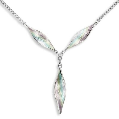 Nicole Barr NN0491A Multi Color 3-Piece Aurora Elongated Marquise Twist Necklace. Sterling Silver