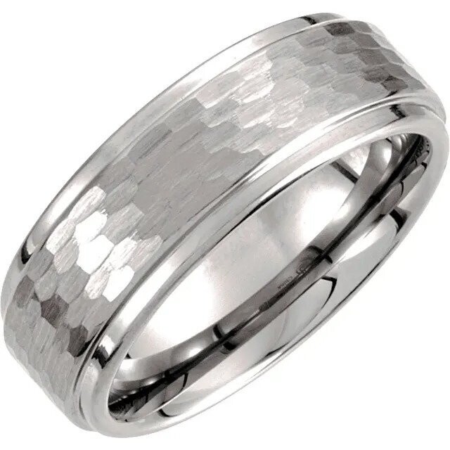 TAR499  Tungsten Gent's 8mm Band with Bark Finish, size 11.5