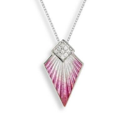 Nicole Barr NN0405YB Pink Art Deco Necklace. Sterling Silver-White Sapphires