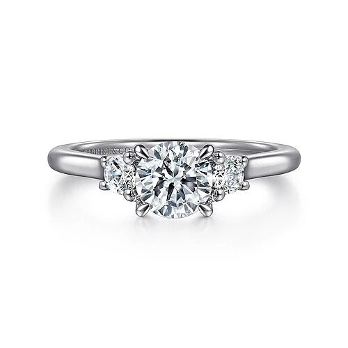 Gabriel ER14745R3W44JJ Sanaa - 14K White Gold Round 3 Stone Diamond Engagement Ring Mounting (center stone not included)