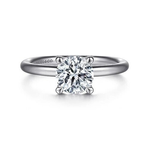 Gabriel ER15619R4W4JJJ Lark - 14K White Gold Round Solitaire Engagement Ring Mounting (center diamond not included)