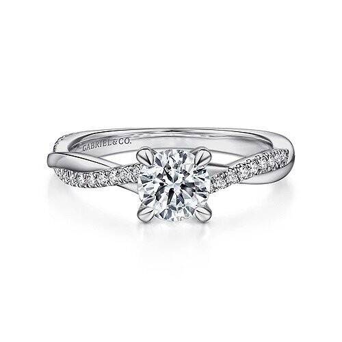 Gabriel ER14922R3W44JJ Campana - 14K White Gold Round Twisted Diamond Engagement Ring Mounting (center diamond not included)