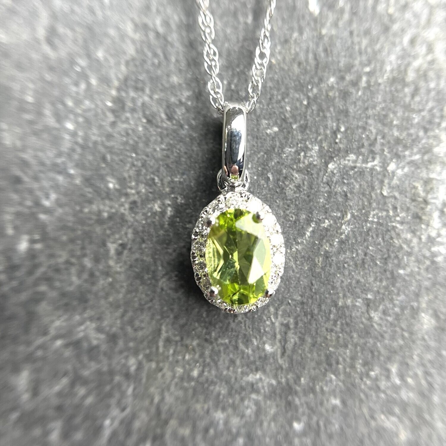 Italian Made Large Multi Shade Peridot & Diamond Pendant Necklace –  SouthMiamiJewelers