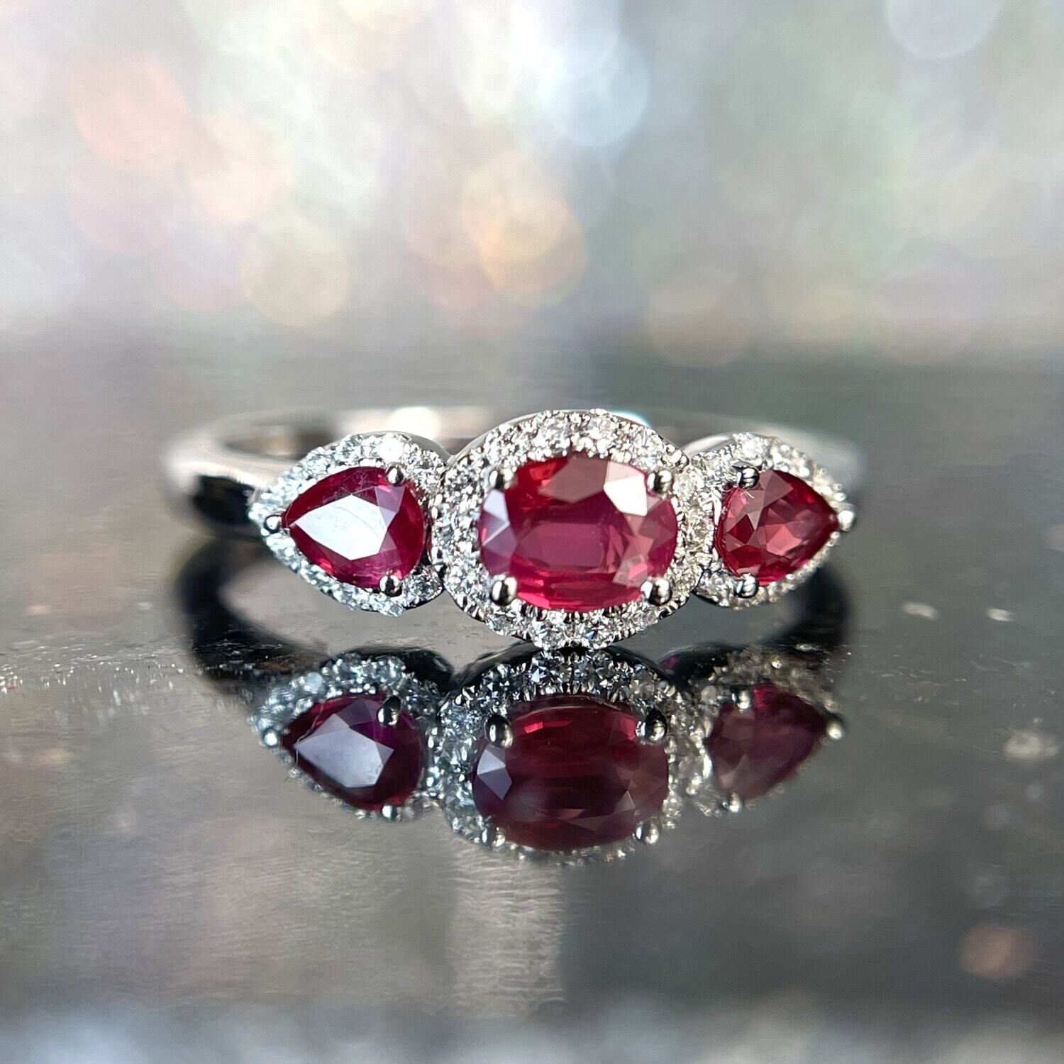 24833014  14k White Gold Ruby & Diamond Ring